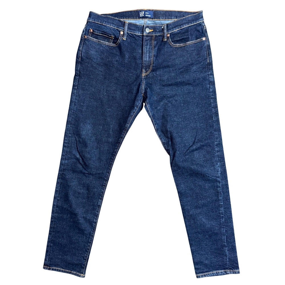 Gap Denim Slim Taper Jeans Mens 34x32 Dark Indigo Wash Blue Tapered Leg Pants